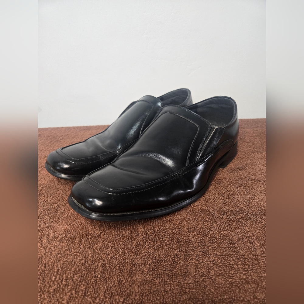 Stacy Adams Black Leather Slip-On Loafers